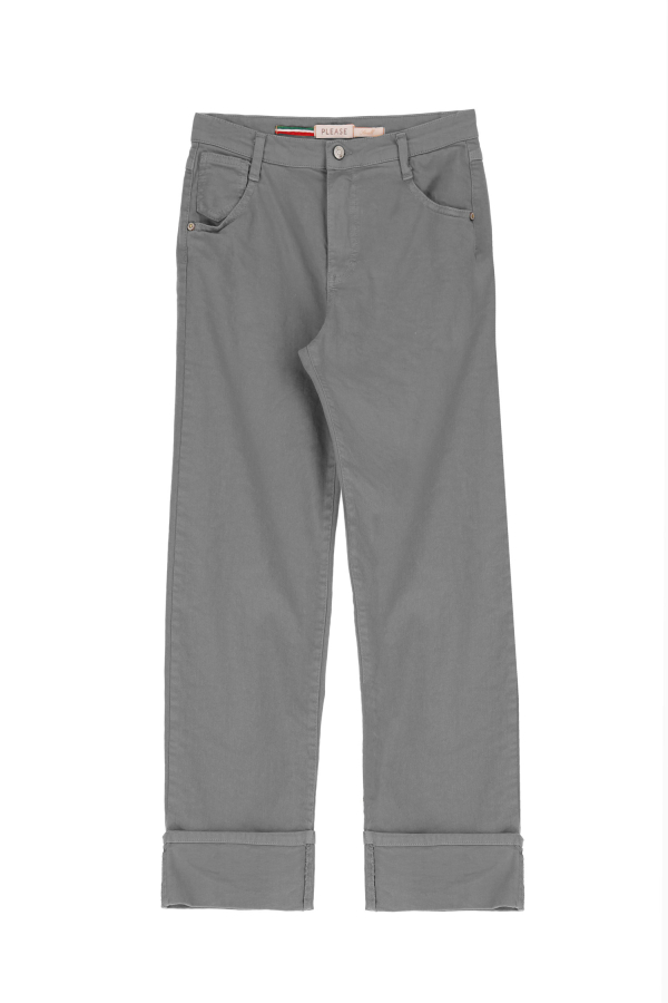 Pantaloni straight monocolour con cinque tasche