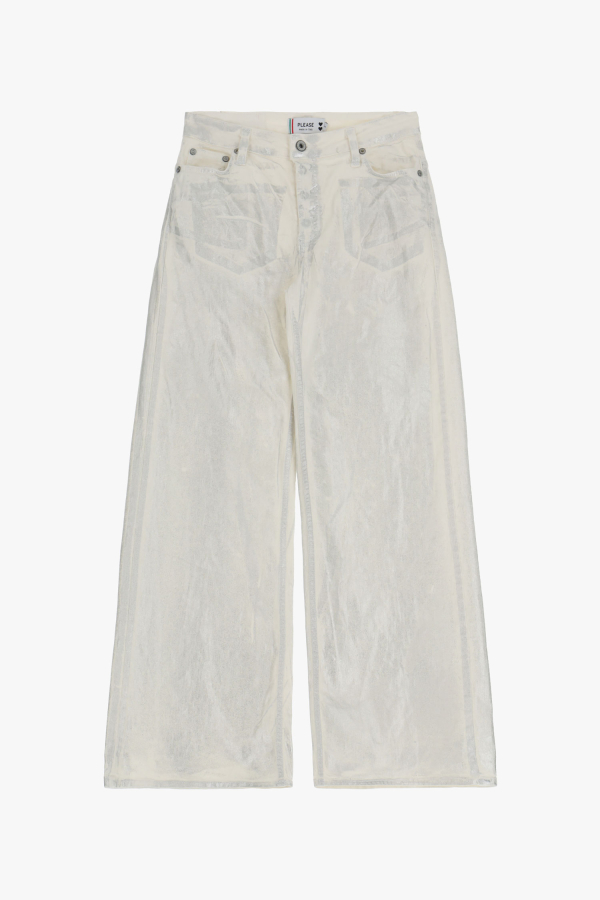 Pantalon palazzo effet métallisé à poches américaines