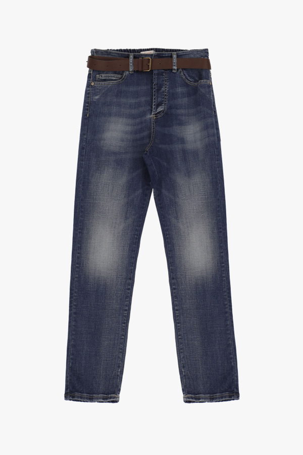 Jeans straight effetto délavé con cinque tasche